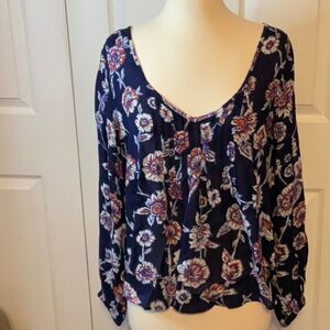 Billabong Floral Boho Peasant Top Heart Strayed Medium New